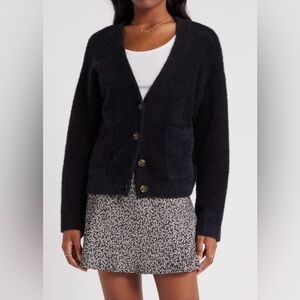 BP Black Fuzzy V-Neck Cardigan Sweater NWOT - XS